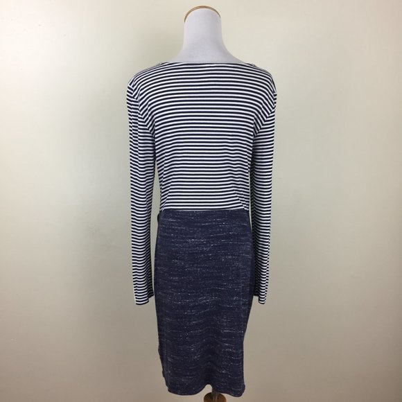 DOLAN  Anthropologie Blue White Striped & Specks Overlay Skirt Dress - Picture 10 of 10